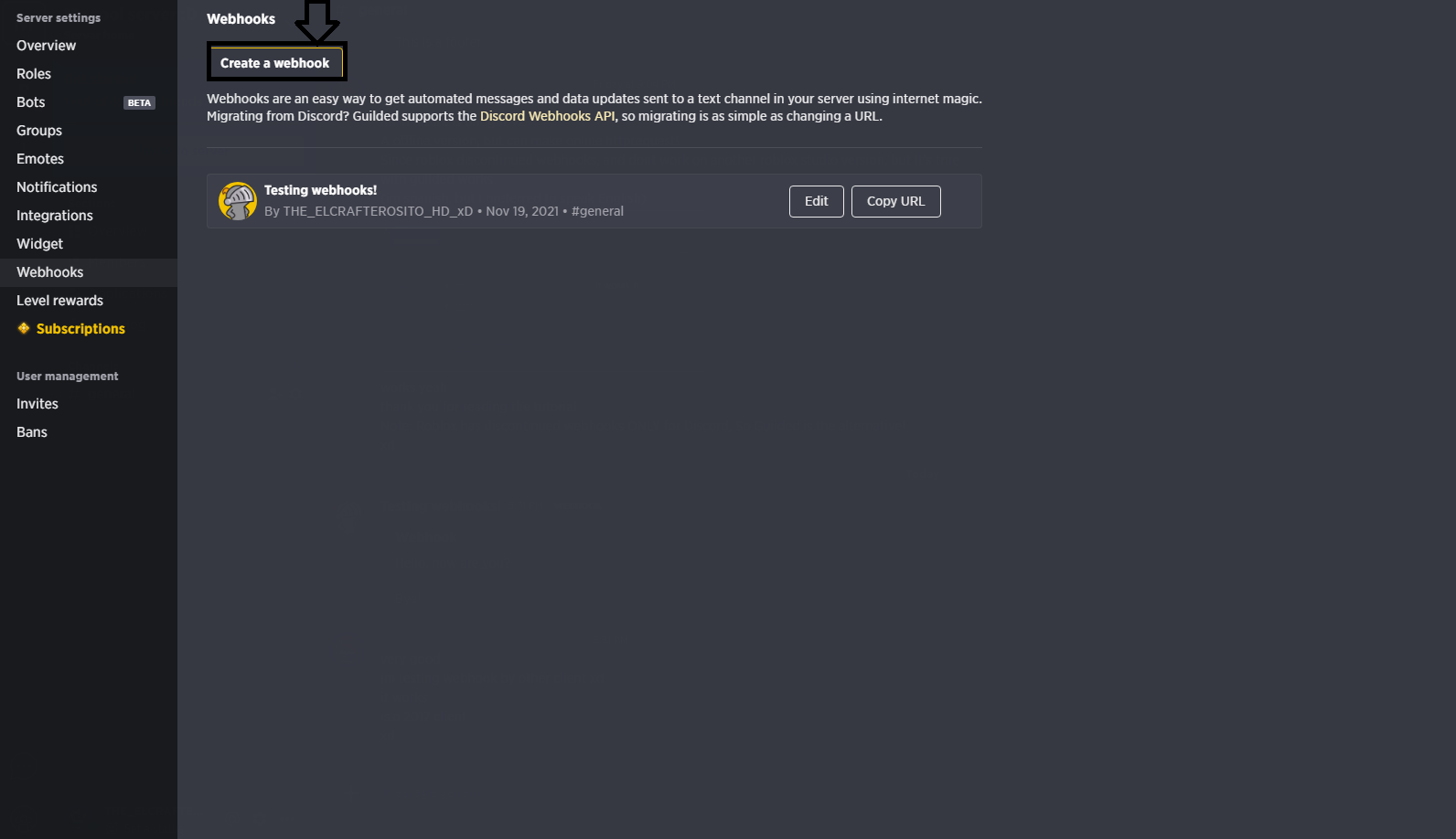 Create a Webhook